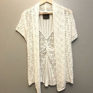 3/$30 Anthro Guinevere White Open Cardigan Sweater